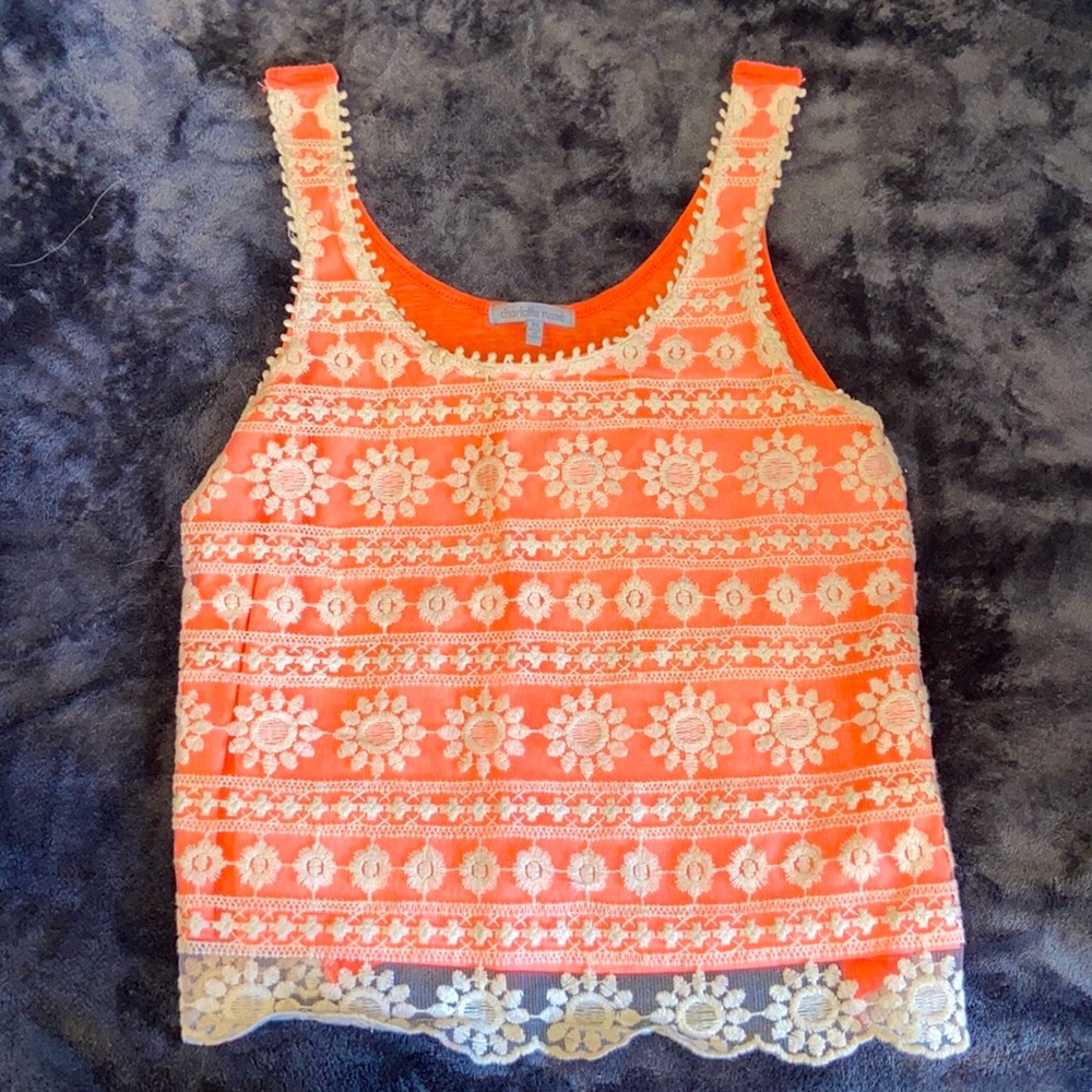 Coral Tank with Lace